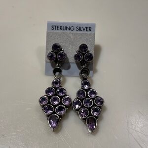 Gorgeous vintage sterling and amethyst pierced earrings.